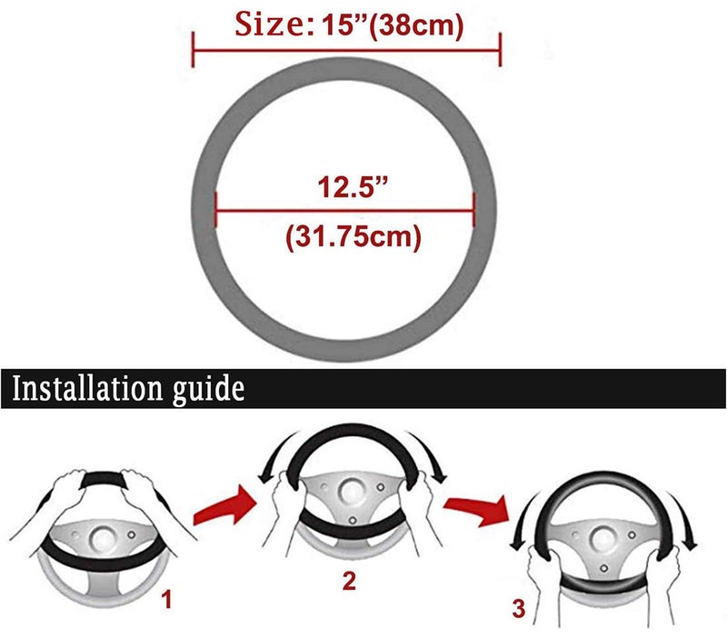 acdiac Full Sparkly Rhinestone car Steering Wheel Cover Universal Leather Steering Wheel Cover Auto Car Styling Interior Decor Accessories (Black Crown) - Image 5